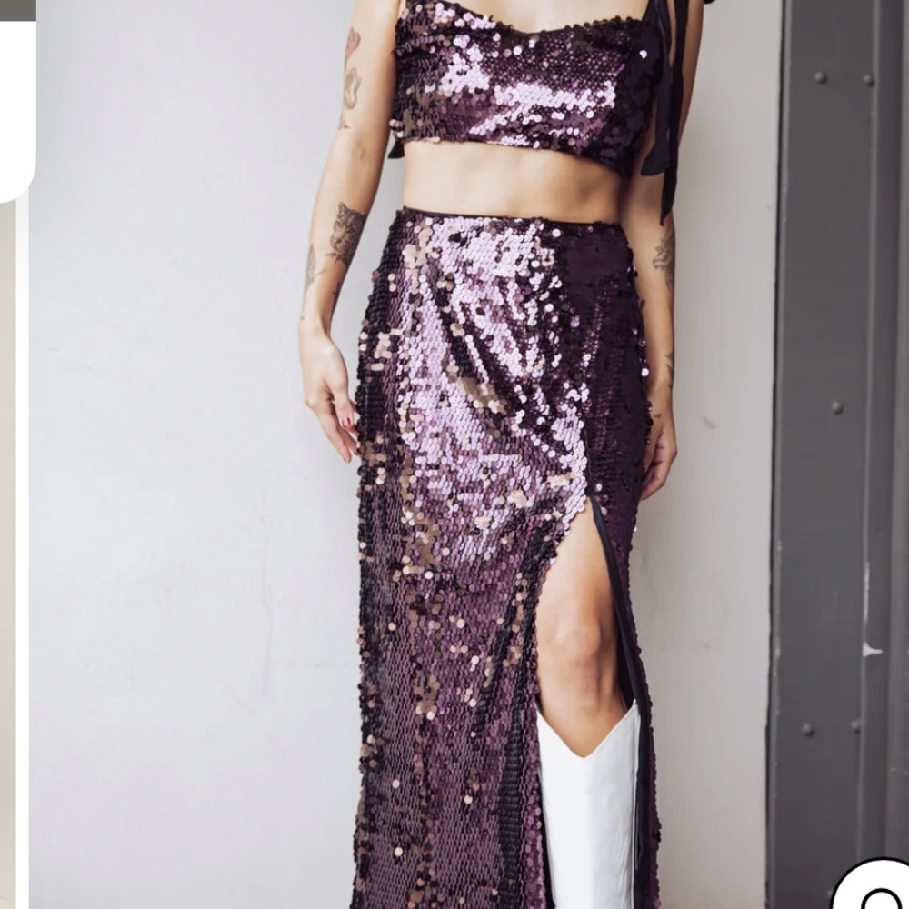 Free people 2 pc star bright sequin set